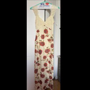 12th Tribe Wallflower Rose Lace Trim Mesh Maxi Dress